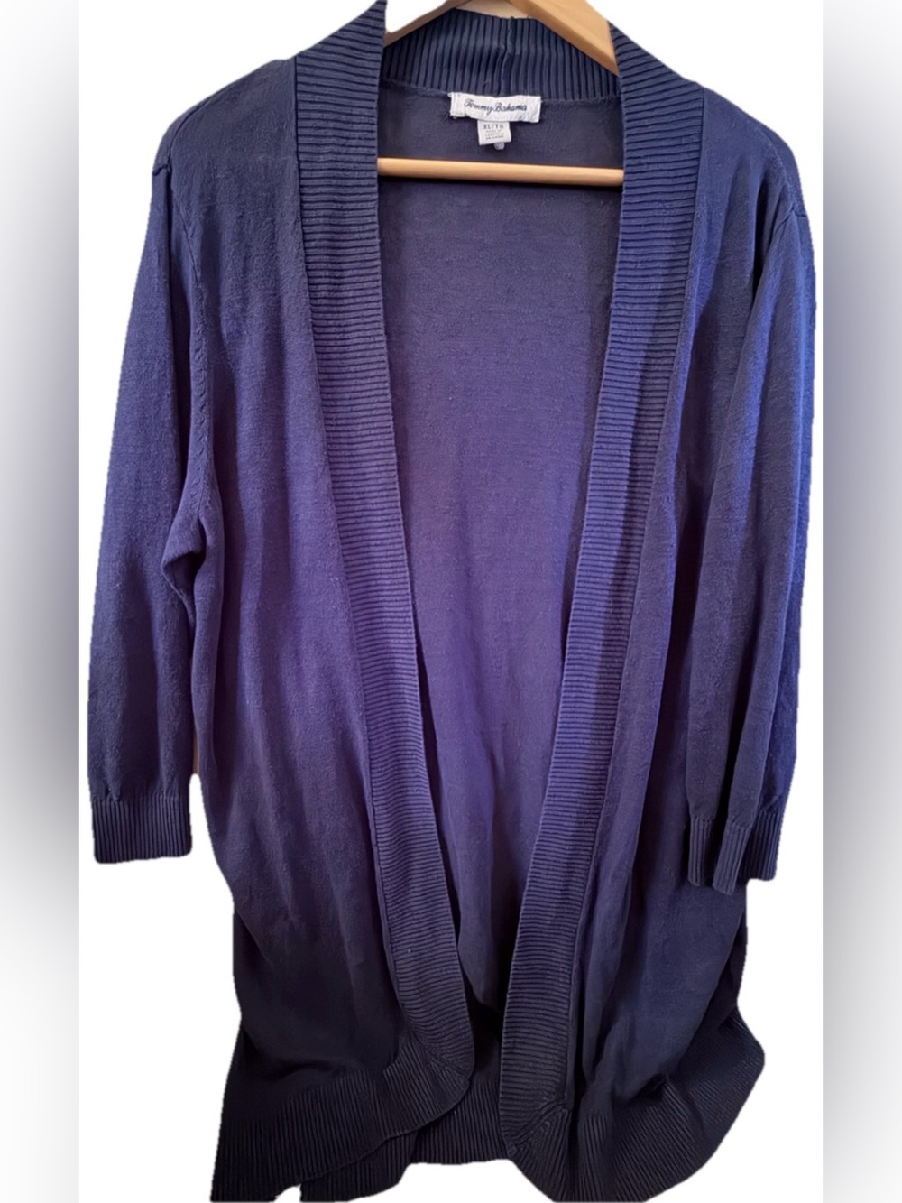 Tommy Bahama 100% Linen Cardigan Womens XL Blue Open Front Lightweight Sweater
